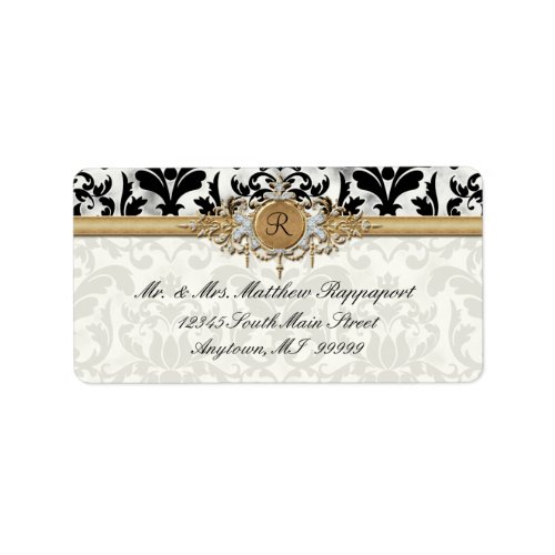 Aged Distressed Damask Golden Bling Look Wedding Label