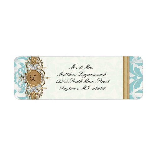 Aged Distressed Damask Golden Bling Look Wedding Label