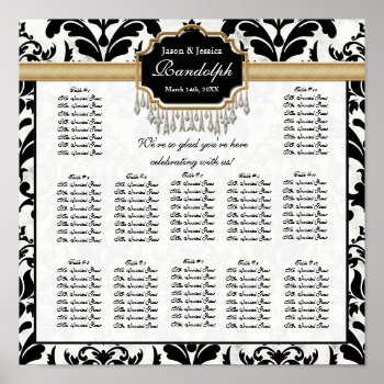 Aged Distressed Damask Reception Seating Chart by AudreyJeanne at Zazzle