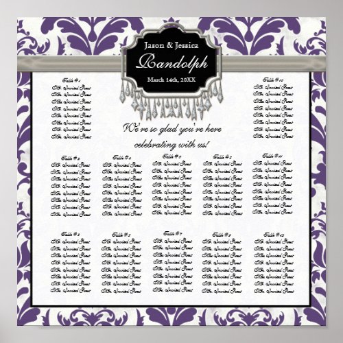 Aged Distressed Damask Reception Seating Chart