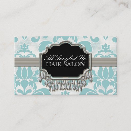 Customizable Aged Distressed Damask Silver Bling Look Wedding Business Card Template