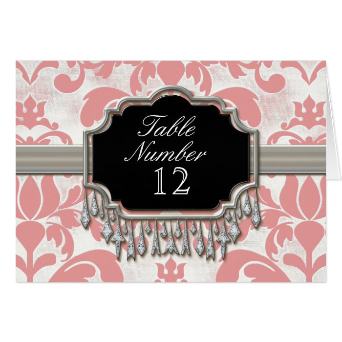 Aged Distressed Damask Silver Bling Look Wedding Greeting Card