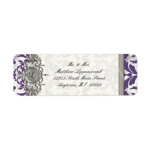 Aged Distressed Damask Silver Bling Look Wedding Label