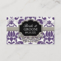 Aged Distressed Damask Silver Bling Look Wedding Place Card