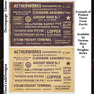 Aged Distressed Steampunk Work Signs FA8 Decoupage Tissue Paper