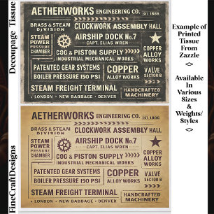 Aged Distressed Steampunk Work Signs FA9 Decoupage Tissue Paper