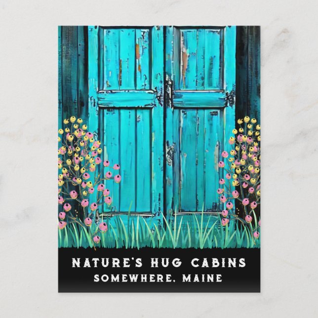 *~* Aged Distressed Wood Door AP49 QR Holiday Postcard (Front)