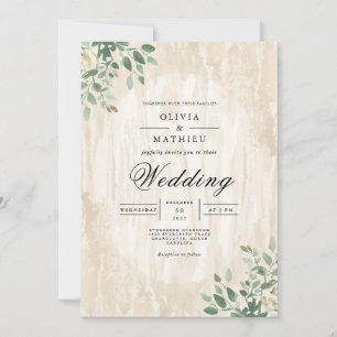 Aged Earth Botanical Arch Wedding Invitation