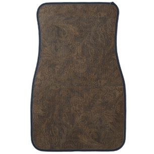 Aged Faux Tooled Leather Western-style Design 2 Car Mat