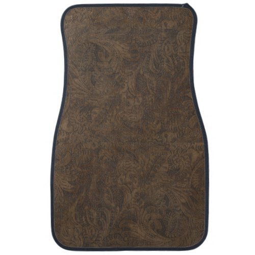 Aged Faux Tooled Leather Western_style Design 2 Car Mat