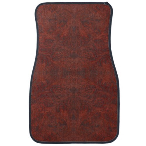 Aged Faux Tooled Leather Western_style Design 3 Car Floor Mat