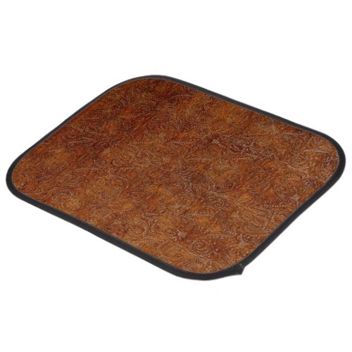 Aged Faux Tooled Leather Western_style Design Car Floor Mat