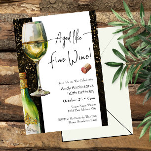 Aged Fine Wine 50th Birthday Invitation