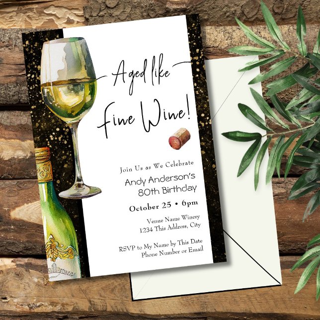 Aged Fine Wine 80th Birthday Invitation (Creator Uploaded)