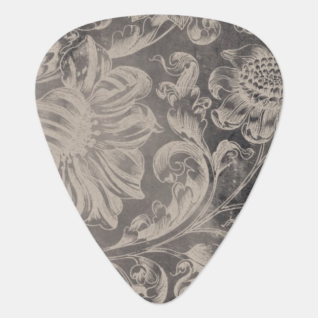Aged Floral Guitar Pick (Front)