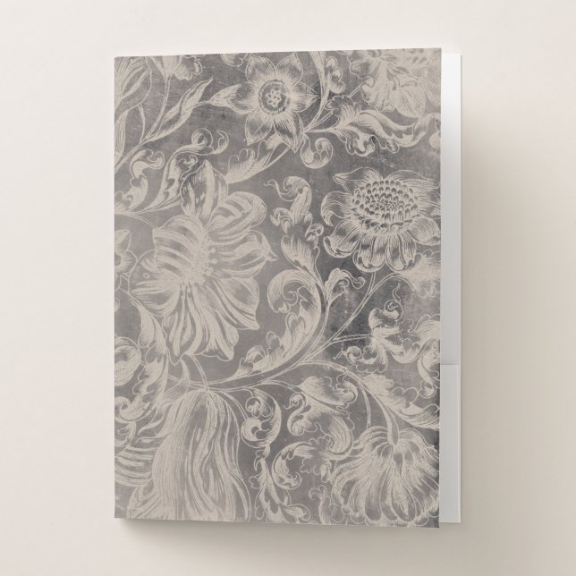 Aged Floral Pocket Folder (Front)