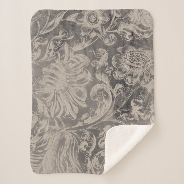 Aged Floral Sherpa Blanket (Front)