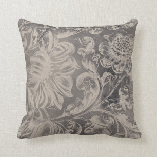 Aged Floral Throw Pillow