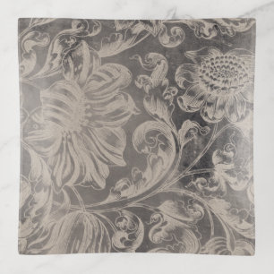 Aged Floral Trinket Tray