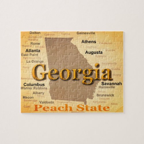 Aged Georgia State Pride Map Silhouette Jigsaw Puzzle