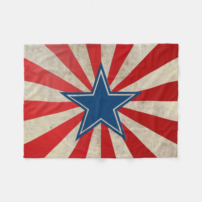 Aged Glory - Red, White and Blue Fleece Blanket (Front (Horizontal))