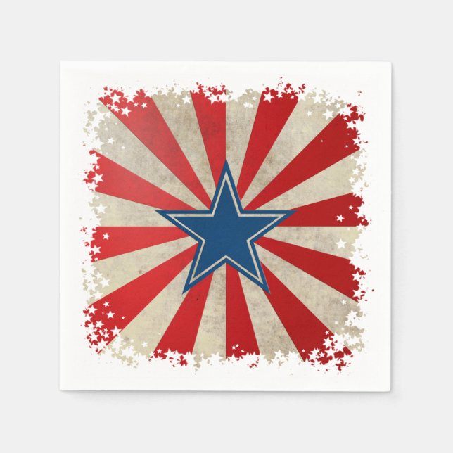 Aged Glory - Red, White and Blue Paper Napkins (Front)