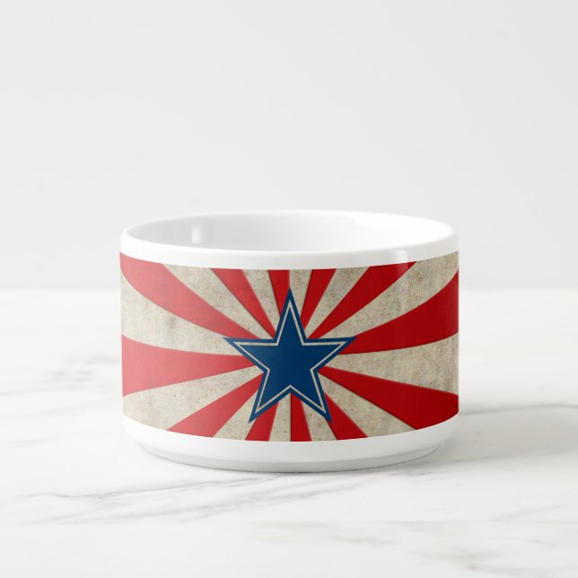 Aged Glory - Red, White and Blue Stars and Stripes Bowl (Center)
