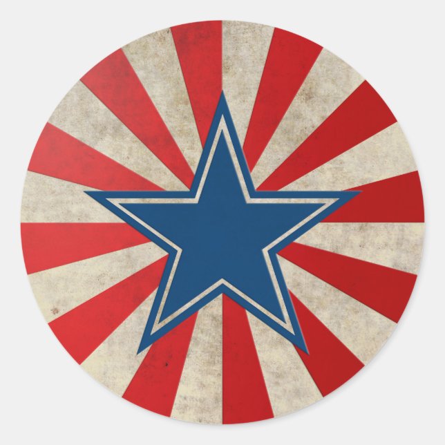 Aged Glory - Red, White and Blue Stars and Stripes Classic Round Sticker (Front)