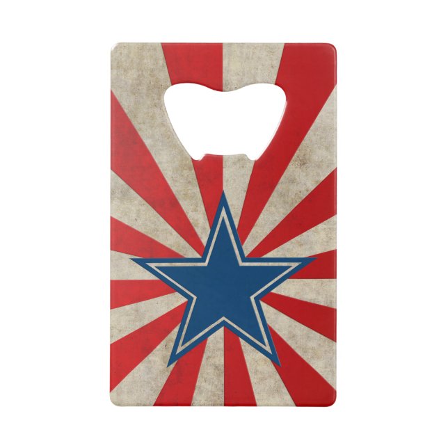 Aged Glory - Red, White and Blue Stars and Stripes Credit Card Bottle Opener (Front)
