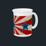 Aged Glory - Red, White and Blue Stars and Stripes Drink Pitcher<br><div class="desc">Show your American patriotism with this fun,  aged design,  based on the stars and stripes.  Red and white stripes and a blue star,  with a lovely aged appearance.</div>