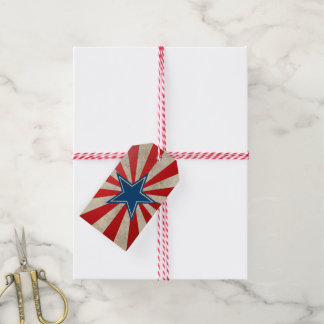 Aged Glory - Red, White and Blue Stars and Stripes Gift Tags