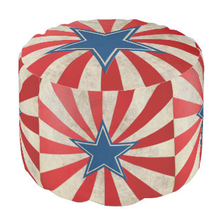 Aged Glory - Red, White and Blue Stars and Stripes Pouf