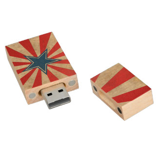 Aged Glory - Red, White and Blue Stars and Stripes Wood USB Flash Drive