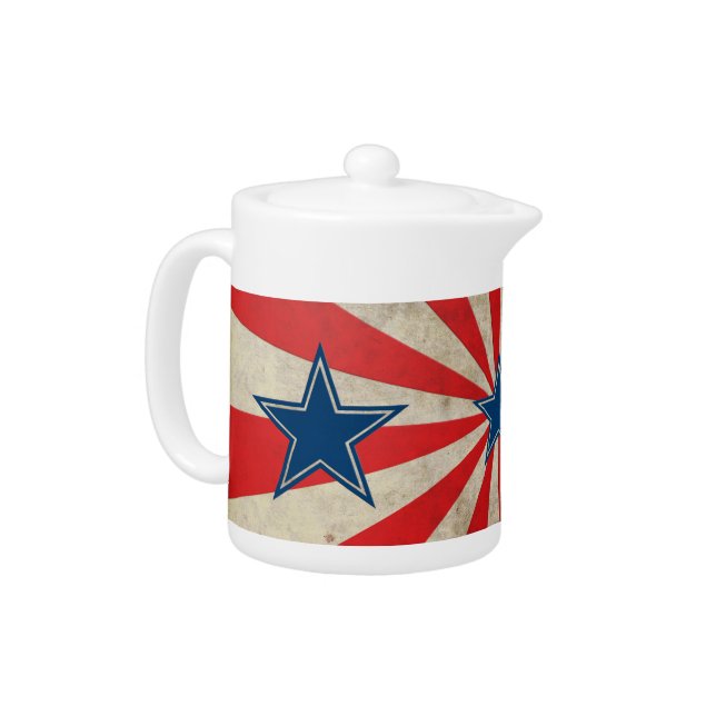Aged Glory - Red, White and Blue Teapot (Left)