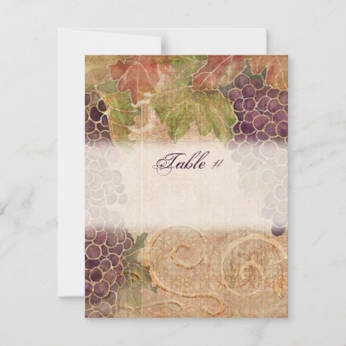 Aged Grape Vineyard Table Number Card