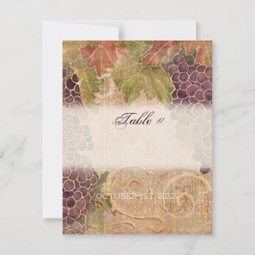 Aged Grape Vineyard Table Number Card