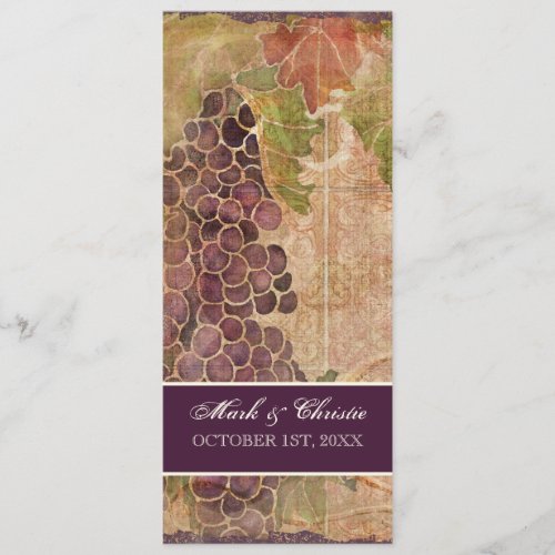 Aged Grape Vineyard Wedding Dinner Menu