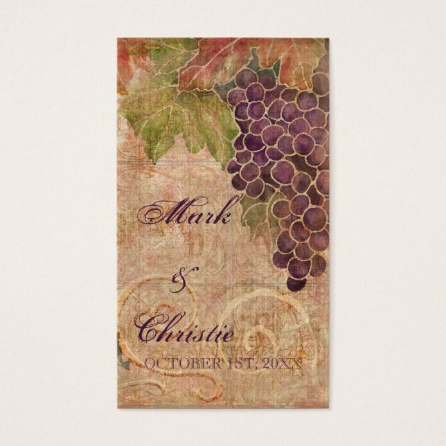 Aged Grape Vineyard Wedding Favor Gift Cards (Front)