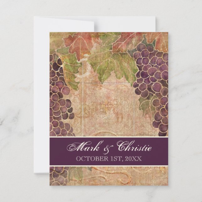 Aged Grape Vineyard Wedding Invitation (Front)