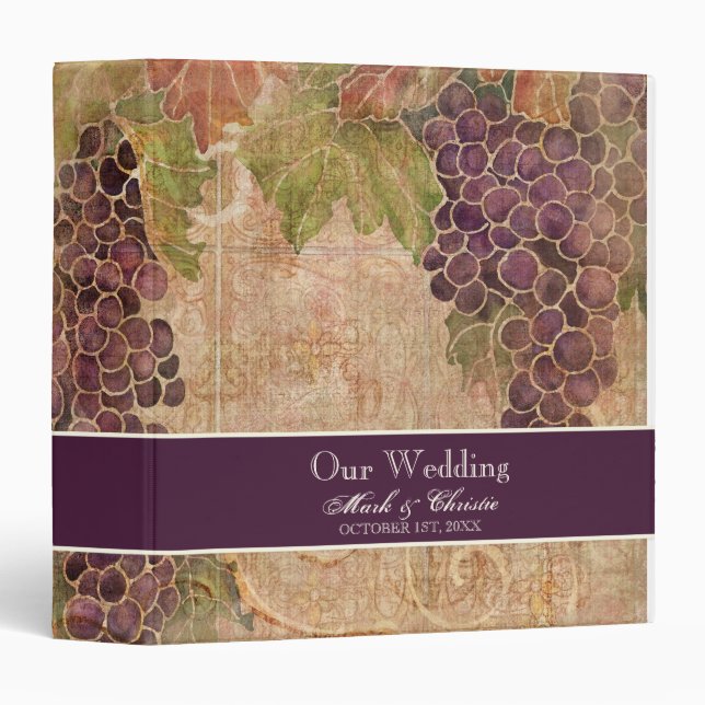 Aged Grape Vineyard Wedding Planner Binder (Front/Spine)