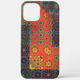 Aged green and coral to brown kaleidoscope mosaic iPhone 12 pro max case