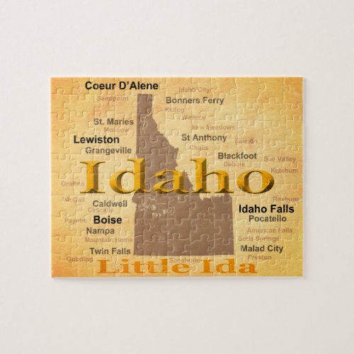 Aged Idaho State Pride Map Silhouette Jigsaw Puzzle