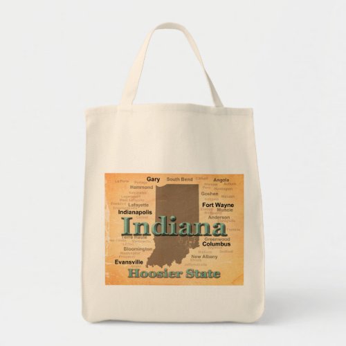 Aged Indiana State Pride Map Silhouette Tote Bag