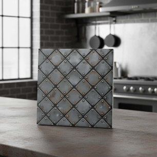 Aged Iron Plate and Rivets #21 ID1227 Ceramic Tile
