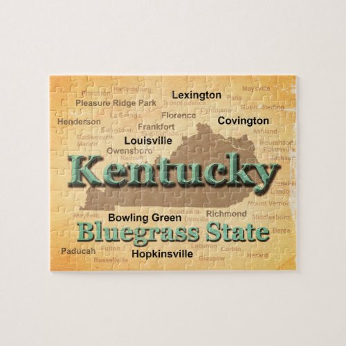 Aged Kentucky State Pride Map Silhouette Jigsaw Puzzle