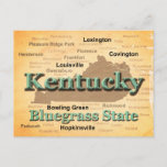 Aged Kentucky State Pride Map Silhouette Postcard