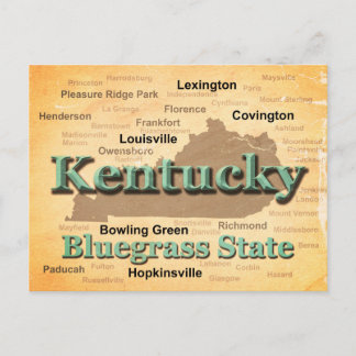 Aged Kentucky State Pride Map Silhouette Postcard