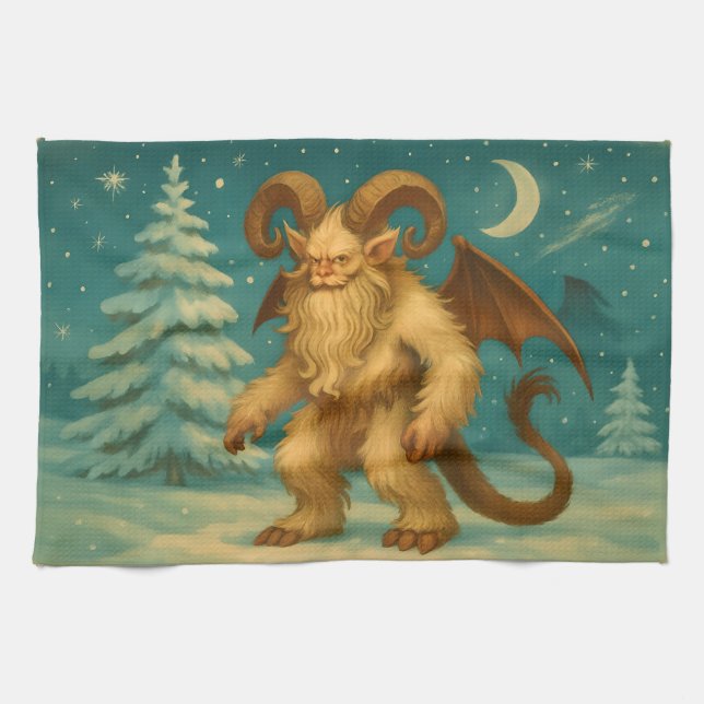 Aged Krampus Kitchen Towel (Horizontal)