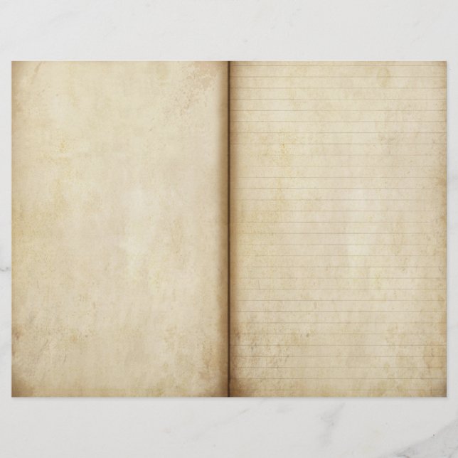 Aged Lined Parchment Journal Pages Scrapbook Paper (Front)