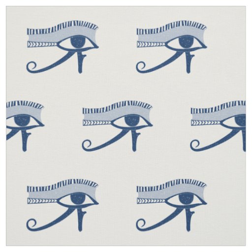 Aged Look Eye of Horus Blue and White Fabric